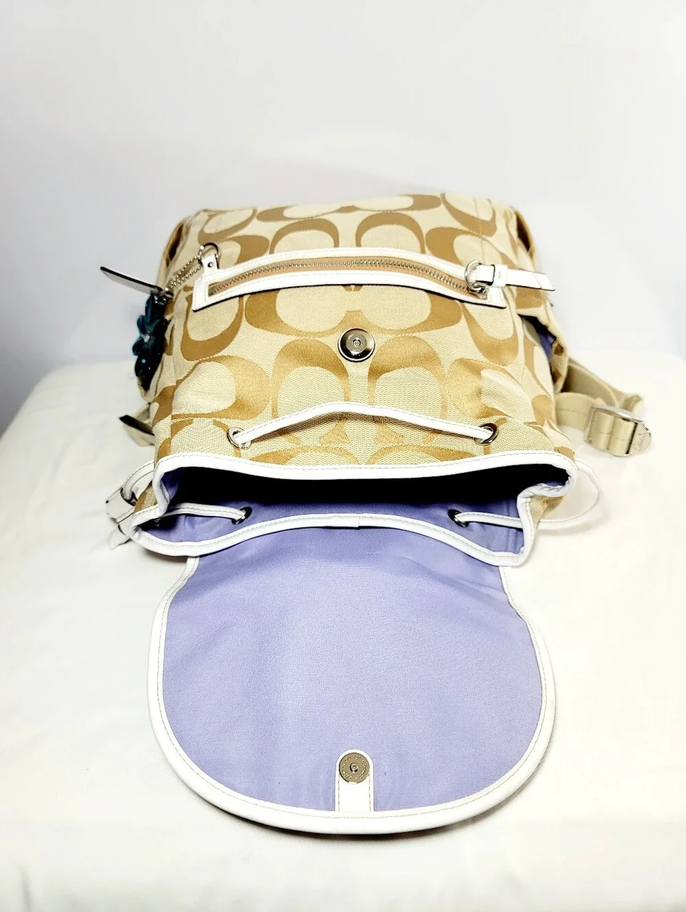 Coach Daisy Signiture light Khaki canvas Backpack